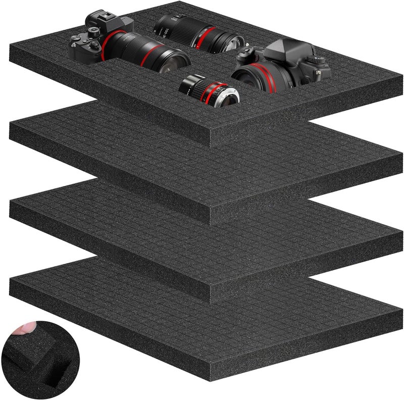 Eunice 4Pcs Polyurethane Foam Inserts -16 x 12 x 1 Inch Pick and Pluck Foam Padding Sheets for Tool Box, Camera Storage and Crafts - Image 1